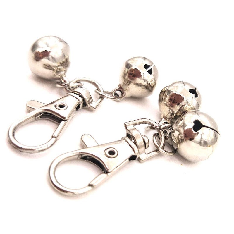 ZaneGear DIY Pet Bells 304 Stainless Steel Dog Bells 4 pcs Gold and Silver Bell Training Charm Pendants Jewelry for Pet Dog Cat Necklace Collar (4 Sets) - Image 3